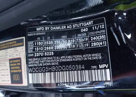 2013 Mercedes-Benz Glk 350 from USA, damaged, VIN WDCGG5HB0DG050384